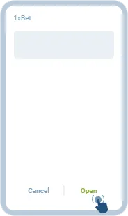 1xBet APKインストール完了画面 開くボタン表示